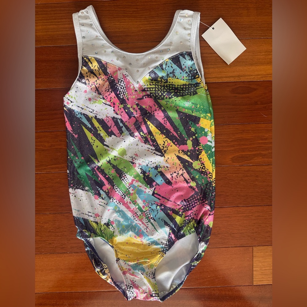 NWT Colorful Abstract Print Leotard-size 9/10